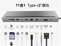 11in1-1 USB-C HUB HDMI+USB*3+USB C*2+SD+TF+RJ45+VGA+DC3.5 Audio