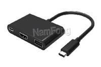 USB Type-c M to HDMI +USB2.0+type-c F Adapter